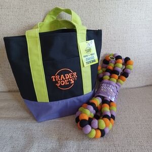 Trader Joe's Halloween Canvas Tote Bag and Felted Wool Garland